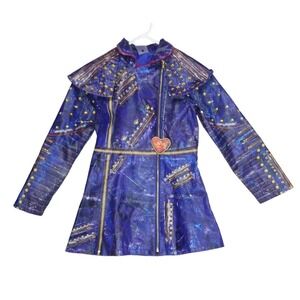 Disney Descendants Evie Halloween costume Faux Leather Trench Coat Jacket  9/10